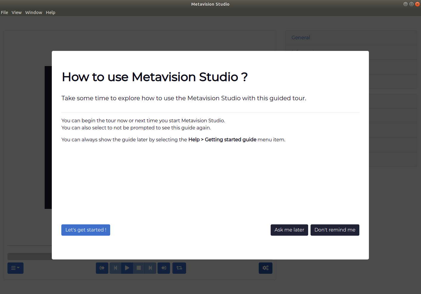 Metavision Studio Guided Tour